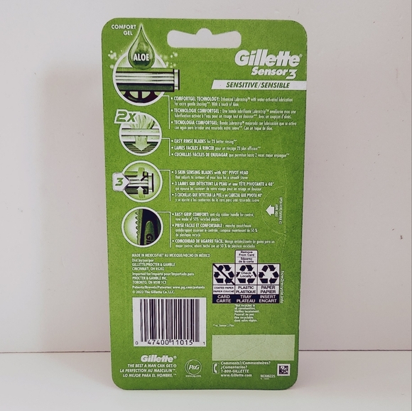 ⭐4/$15 Gillette Sensor3 Sensitive 3-Blade Disposable Razor, 4 CT - Picture 2 of 9